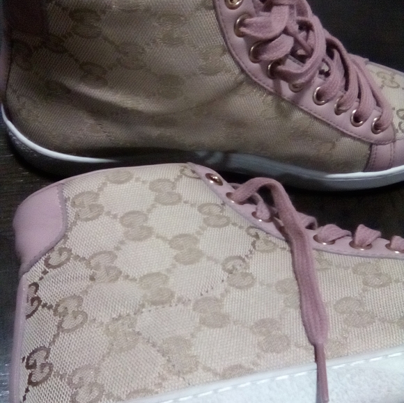 Gucci high tops canvas shoes with pink laces the size 7 - Picture 5 of 5